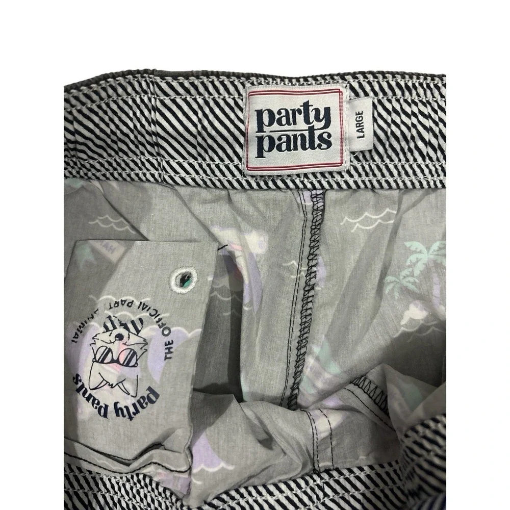 Party Pants Hammertime Short Hammerhead Shark Men L Stretch Black Trunks